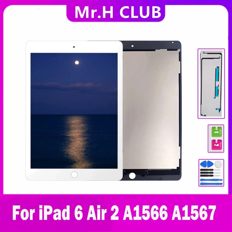ЖК-дисплей для Apple iPad 6 Air 2 A1567 A1566 сенсорный экран 9 7 дюйма дигитайзер датчики в