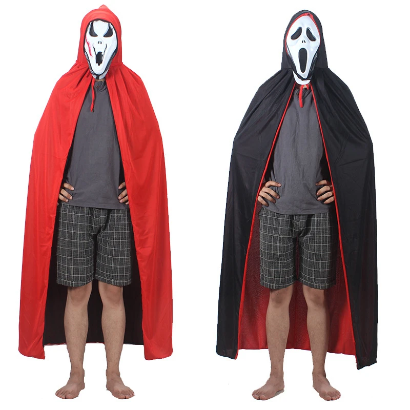 

Cosplay Adult Steampunk Retro Unisex Halloween Cloak Vampire Cos Role-Playing Costume Double-Layer Black Red Cloak Props 2022