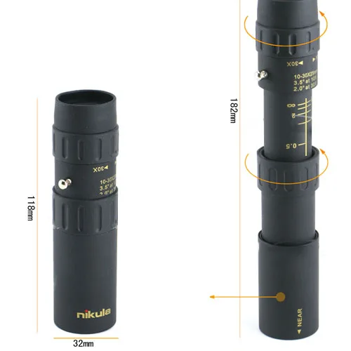 Nikula 10- 30 x25 High Power Pocket-Size Monocular Telescopes- Small Bugler