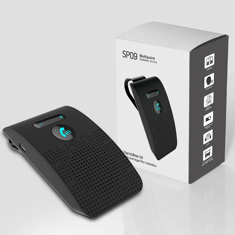 Kit Manos Libres Bluetooth Para Coche Con Clip Para Parasol | Altavoz Integrado, Conexión Dual, Batería 1000mAh