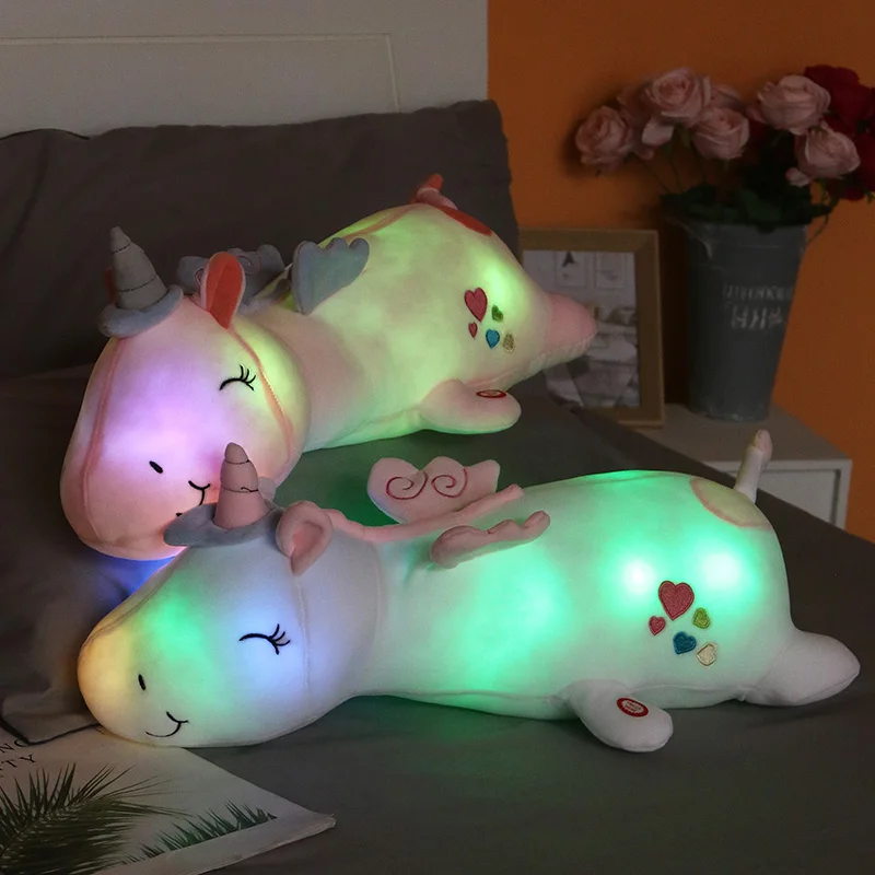 60 см Красочный светодиодный единорог плюшевые игрушки Светящиеся мягкие животные лошадь игрушка милый светильник пони кукла дети девочки рождественские день рождения подарки