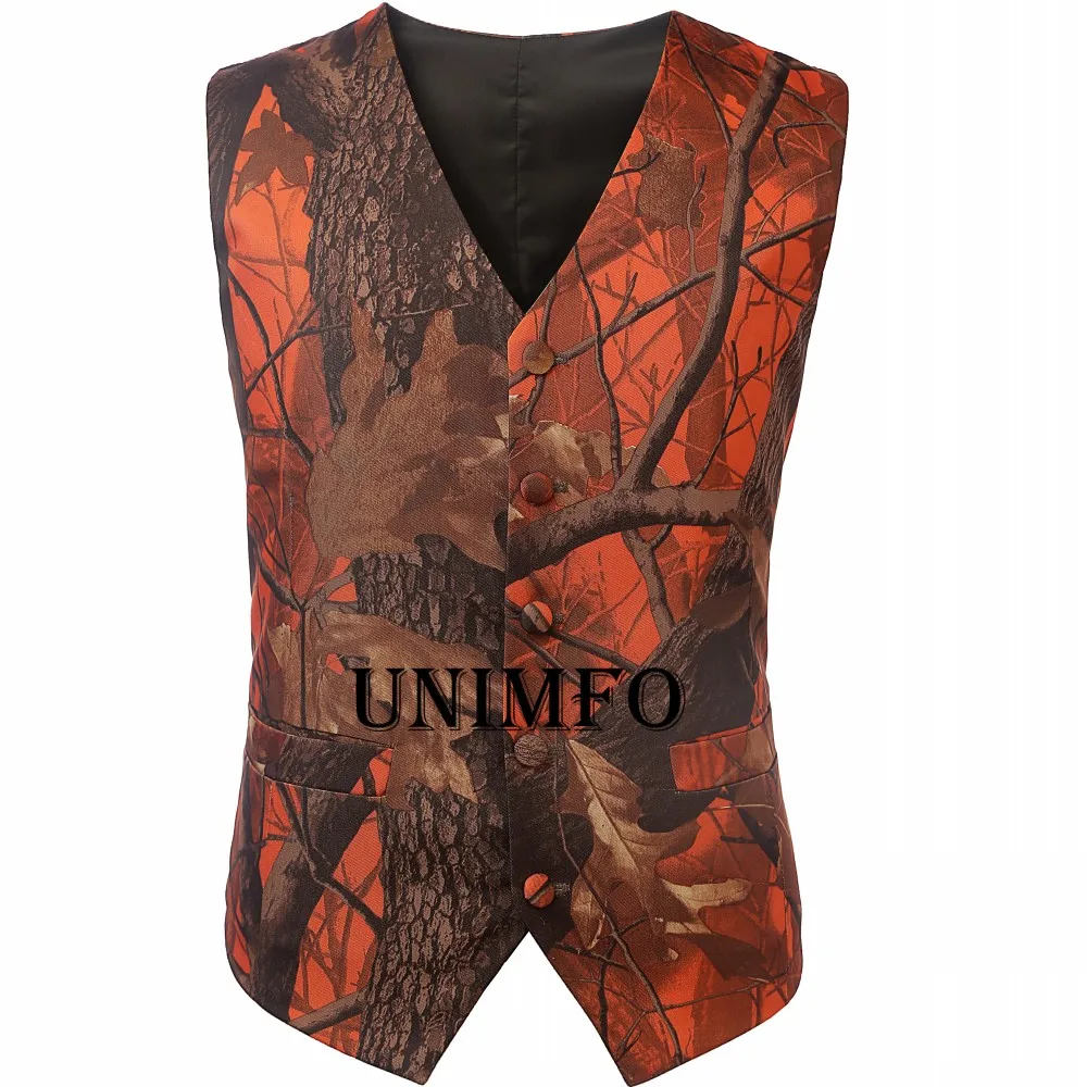 Camo Groom Vests Rustic Wedding Party for Men Attire Groomsmen Camouflage Slim Fit Vest Prom Waistcoat Hunter
