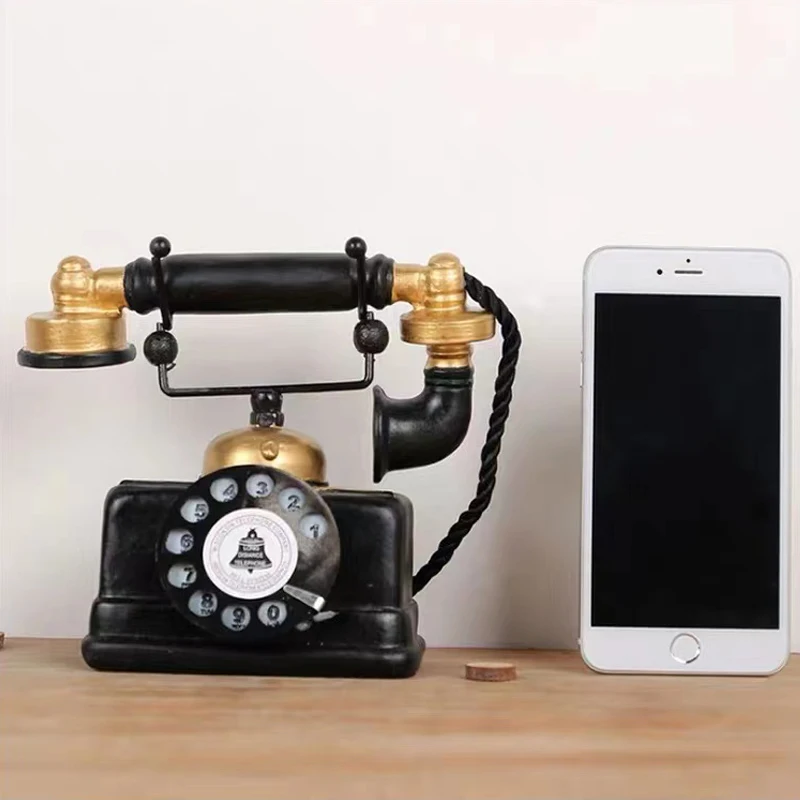 Retro American Industrial Wind Telephone Resin Model Decoration Living Room Simulation Crafts Wine Cabinet Decoration
