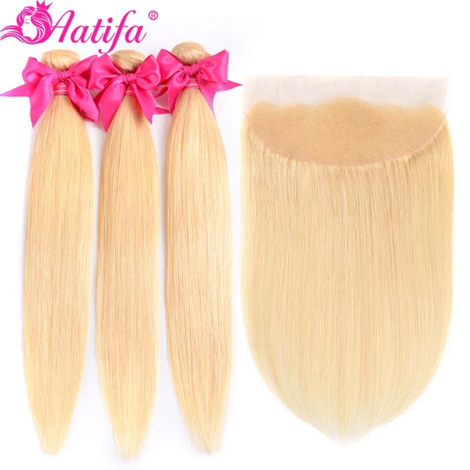 Brazilian Straight Hair Bundles Remy 613 Bundles With Frontal Pre Plucked Frontal With Bundles Blonde Bundles 100% Human Hair