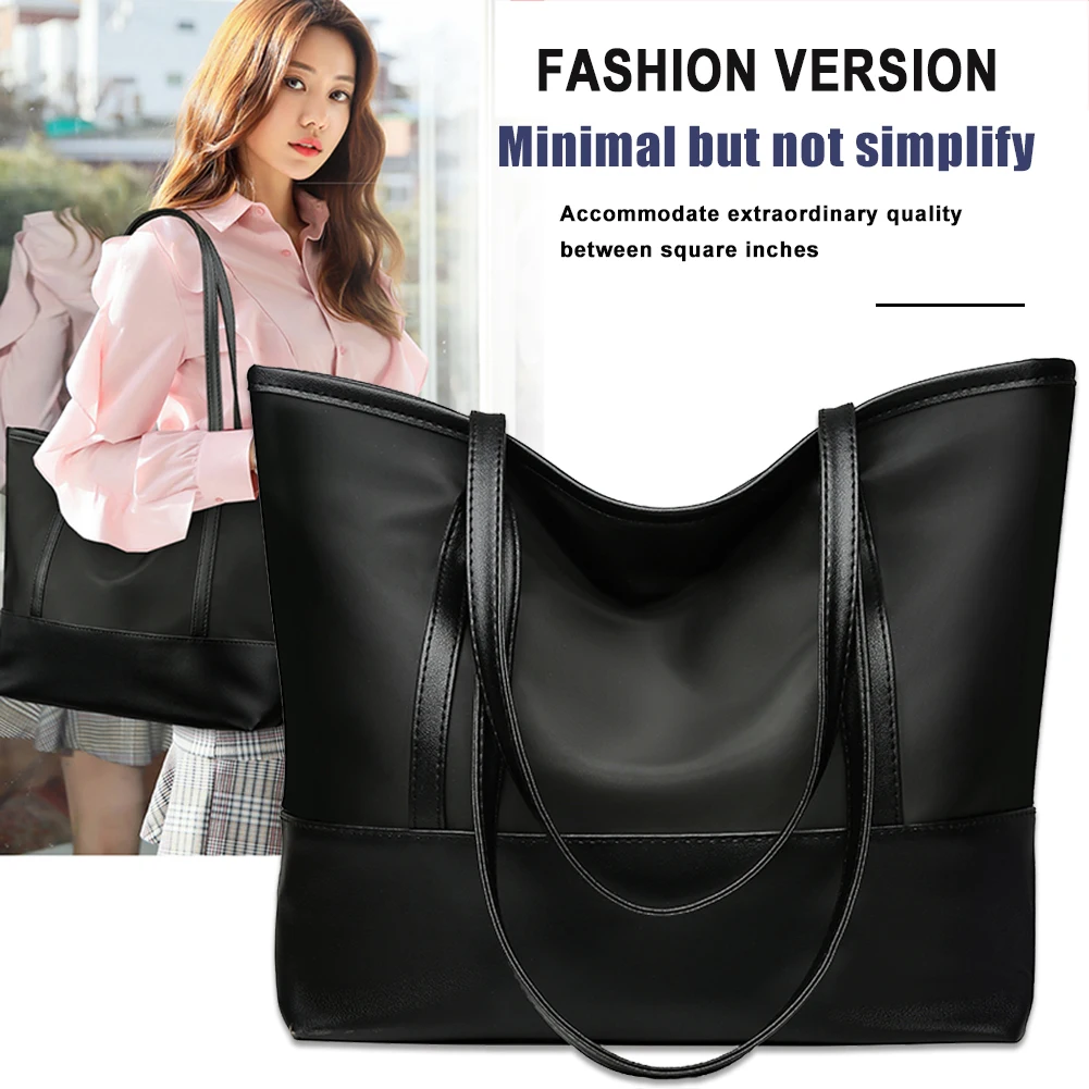 Fashion-PU-Leather-Ladies-Splicing-Commuter-Large-Tote-Bag-Simple ...