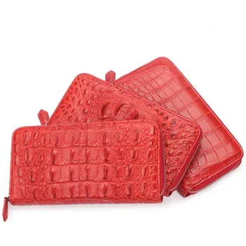 

female alligator leather fashion wallet clutch zipper Red long money women's card pocket bag purses women wallets portemonnee