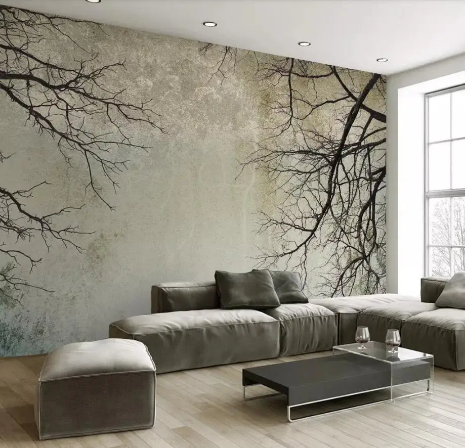 XUE SU Wall covering custom wallpaper retro branches sky TV background wall high-grade waterproof material