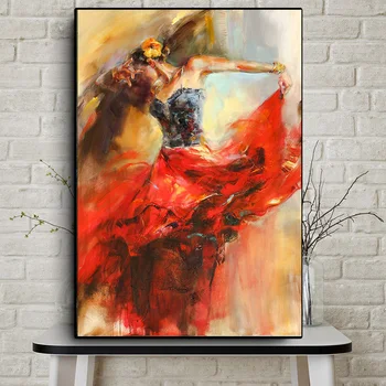 

Abstract Dancing Ballerina Girl Oil Painting on Canvas Scandinavian Posters and Prints Cuadros Wall Art Picture for Living Room