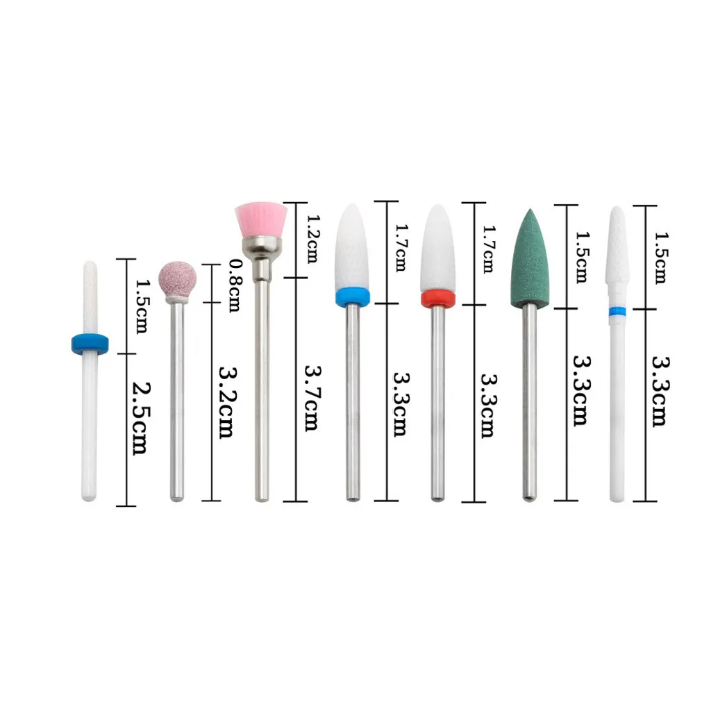 7pcs Nail Drill Ceramic Nail Art Grinding Drill Bits Cuticle Electric Manicure Embout Ponceuse Ongle Frez Ceramiczny Do Paznokci