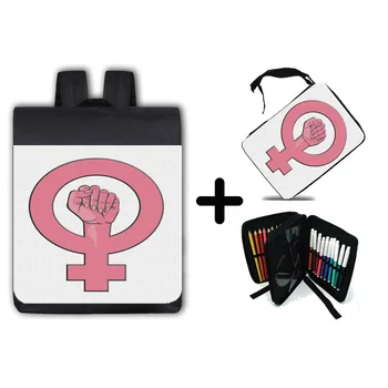 

PACK BACKPACK AND CASE LOGO FEMINIST MESSAGE school