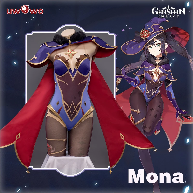 Pre-sale Uwowo Game Genshin Impact Mona Megistus Astral Reflection Cosplay Costume Cute Enigmatic Astrologer Bodysuit