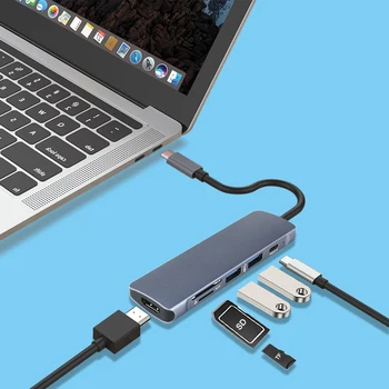 

Usb Hub Type C To Usb3.0 Hdmi Type-C Multi-Port Pd Hub For Macbook Pro Accessories Type C Charging Splitter port 2 Usb 3.0 Ports