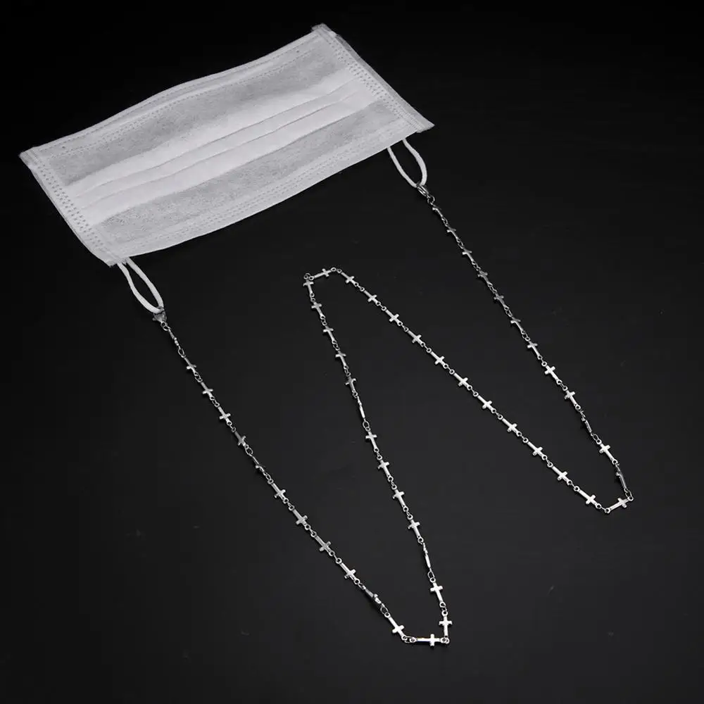 Skyrim Stainless Steel Chain for Glasses Women Cross Heart Beaded Sunglasses Chains Lanyard Neck Strap Eyewear Cord Mask Rope 3