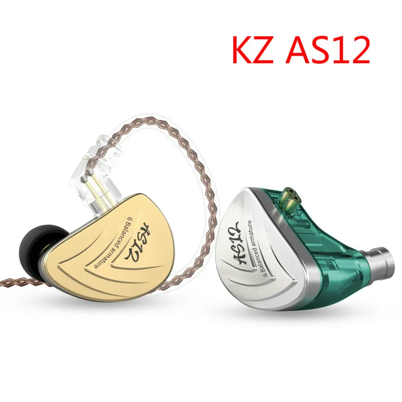 

New KZ AS12 6BA In-ear Earphones HIFI Monitor Headset Noise Cancelling Earbuds Earphones Replaceable Cable KZ AS16 AS10 AS06 C16