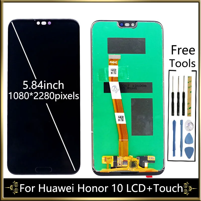 Оригинальный ЖК дисплей для HUAWEI Honor 10 5 84 дюйма без отпечатков пальцев сенсорный