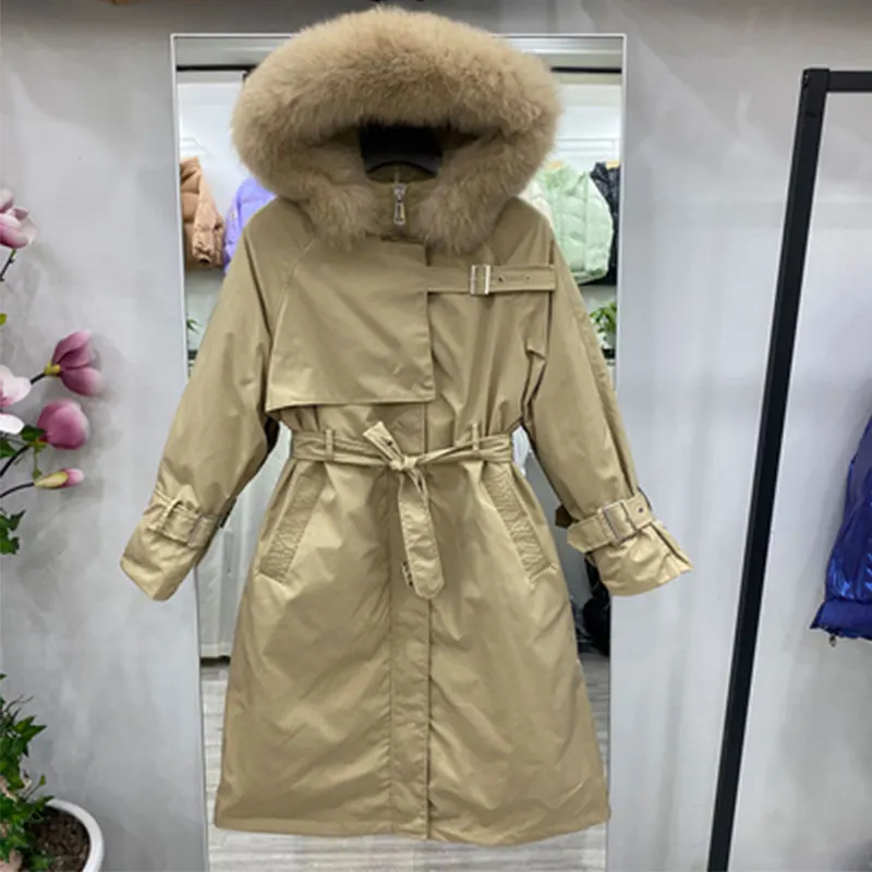 

Real Large Fox Fur 2020 Winter Long Down Parkas Women 90% White Duck Down Coat Hooded Female Thick Warm Puffer Jacket Windproof