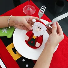 Счастливый Рождественский Декор для домашнего ужина кухонные приборы конверт для вилок держатель Карманный Новогодние товары для домашнего сада