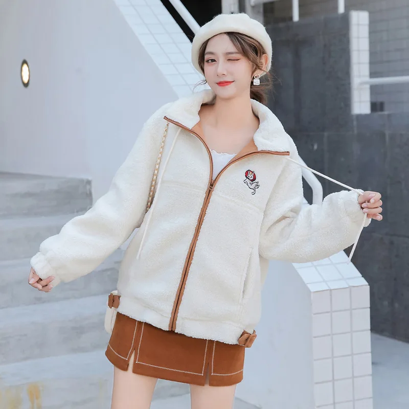

Students by Age Padded Lambs Wool 2019 Winter Korean-style Thick Plush Joint Suede Warm Coat WOMEN'S Dress