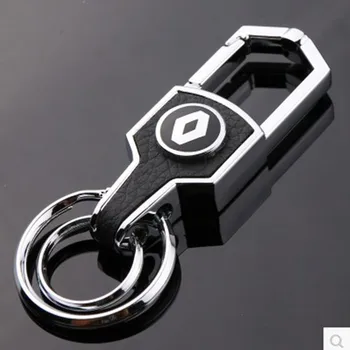 

NEW Silver Leather Car Key Ring Keyring Auto Pendant Key Holder Best Gift For Renault megane clio koleos Key Chain car styling