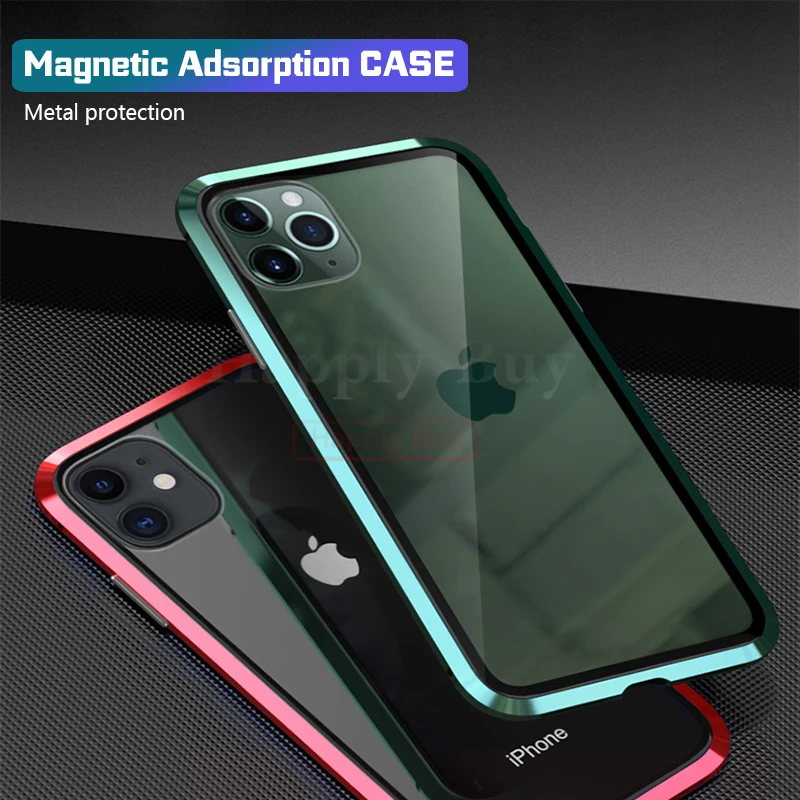 Магнитный адсорбционный чехол для телефона iPhone 11 Pro Max, чехол с магнитом для iPhone 11 Pro Max, чехол, чехлы из металла, Bumber Coque