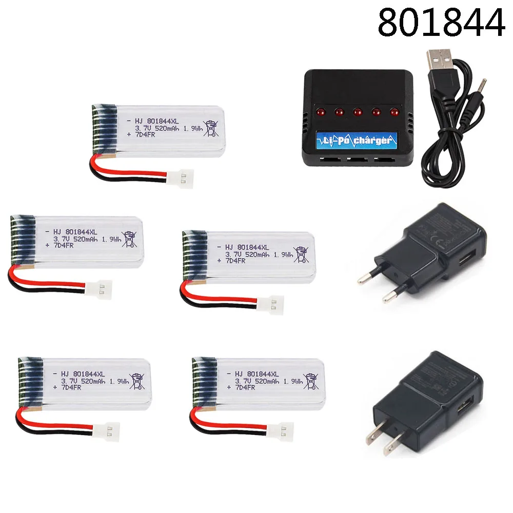3 7 V батарея XH2.54 для Hubsan H107P 801844 520mAh 25c 1.9Wh с USB зарядным устройством RC камеры Drone