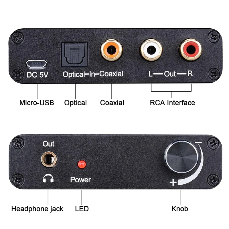 Digital to Analog Converter 192kHz DAC Supports Volume control Digital Coaxial SPDIF to Analog Stereo L/R RCA 3.5mm Jack Audio#5