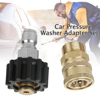 

Car pressure Washer Adapter Set Quick Connect Kit 5000 PSI M22 14mm Swivel to M22 Metric Fitting for hose for snow foam gun