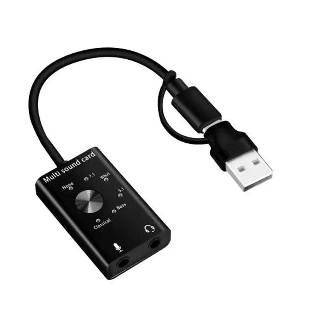 Портативная внешняя звуковая карта USB для наушников/соединение микрофона звуковая карта 10 см длина кабеля для Windows/Mac/Linux