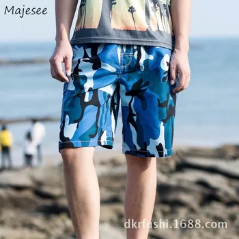 

Men Board Shorts Summer Breathable Swimwear Trunks Large Size 3XL Loose Camouflage Elastic Waist Mens Korean Style Harajuku New