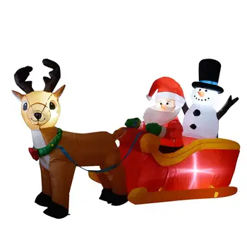 

8W 6.6ft Christmas Inflatable Santa Claus Reindeer Sled With LED Lights For Outdoor Yard Lawn Christmas Decorations For Home