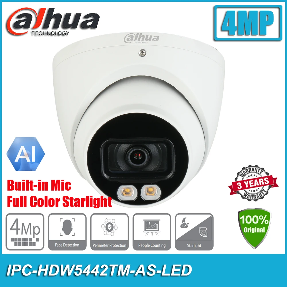 Оригинал Dahua IPC-HDW5442TM-AS-LED 4MP POE Full Цвет ночное видение WDR (широкий динамический