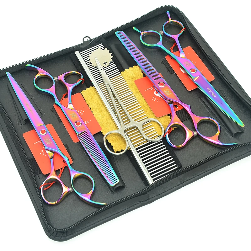 

Meisha 7 inch Professional Pet Grooming Scissors Set Dog Shears Hair Cutting Thinning Curved Scissor with Comb Forceps HB0221