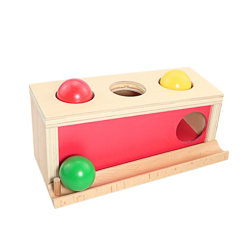 Baby Wood Montessori Materials Knocking Ball Box Toys for Children Imbucare Box Montessori Materials Teaching Aids Infants Gift