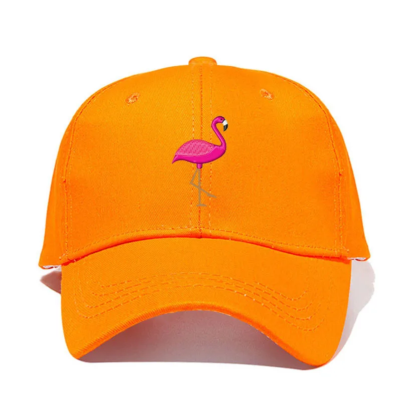 Orange Новинка года; дизайнерская шапочка из хлопка с вышивкой Фламинго; модная шапка для папы; сезон весна-осень; шапка для гольфа; женская шапка; Прямая поставка - Цвет: Orange