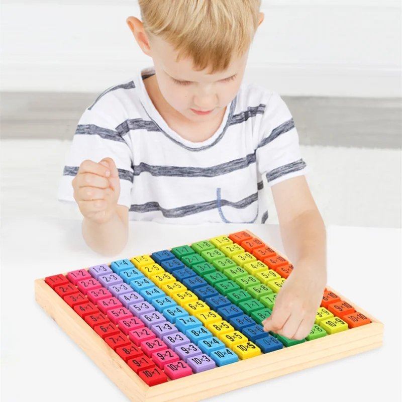 Montessori Educational Kids Toys Baby Math Arithmetic Toys 99 Multiplication Table Wooden Math Building Blocks Teaching Aids 2