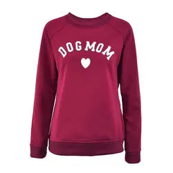 Для женщин толстовки Собака Мама принт пуловер "Love" с длинными рукавами для девочек, детская толстовка Повседневное круглым вырезом