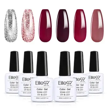 Elite99 6 Teile/los Glänzende Farbe Gel Nagellack Set Tränken Weg Vom LED UV Nägel Lack Nail art Gel Polish Salon nägel Gel Nail art 10ML