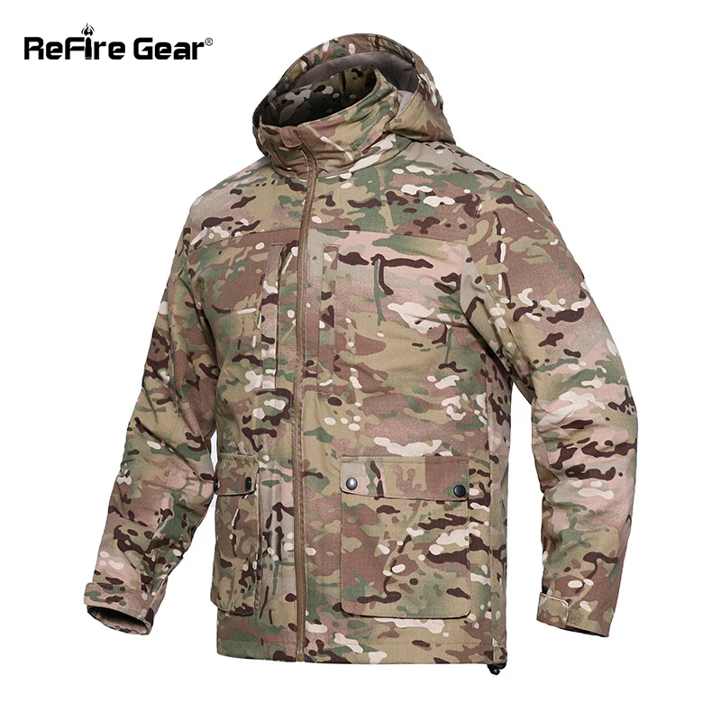 

ReFire Gear Tactical Jacket Men Outdoor Military Camouflage Scratch Waterproof Windbreaker Hooded Army Field Military Men's Coat