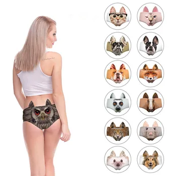 

Hot Sale Animal Cat Dog Tiger Fox Leopard 3D Print Underwear Women female pink Sexy Panties Briefs Panty lingerie Intimates