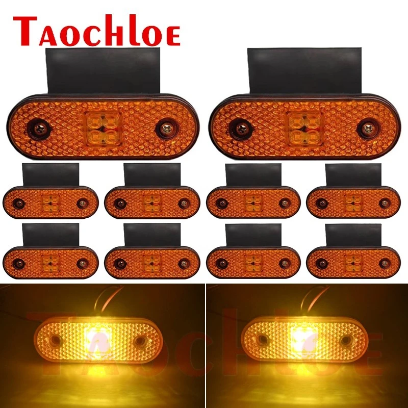 10pcs 4 Led Truck Side Marker Lights 24v Turn Signals Lamps Tractor Rv Trailer Lorry Pickup