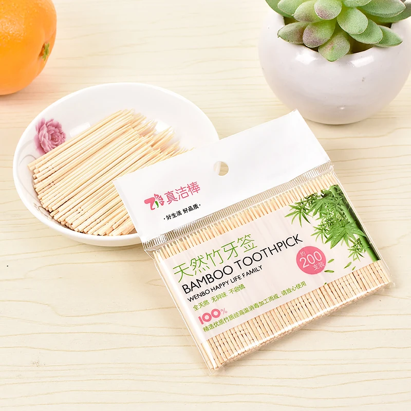 200 шт. зубочистка из натурального бамбука семейный ресторан - Цена: 73,91 руб.