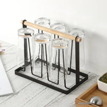 

Kitchen Utensils Wrought Iron Cup Holder Creative Household Drain Cup Shelf for Kitchen Cup Storage Rack Hanging Drainer Storage