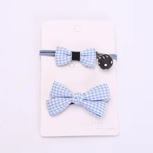 Детская лента для волос, ультра-эластичная повязка на голову, полосатая заколка для волос, простая маленькая клетчатая пара заколок для волос