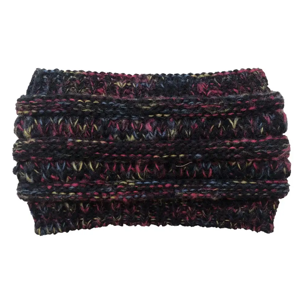 2019 new arrival European and American women plus velvet wool headband knitted color ponytail cap |