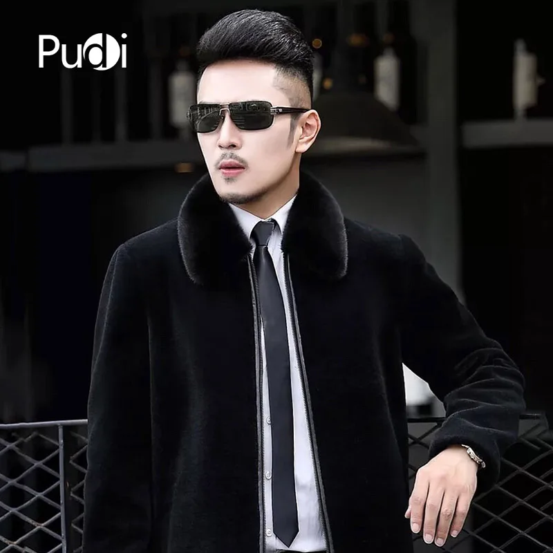 PUDI Men coats new fashion wool short jackets with real fox collar fall winter casual outwear MT808