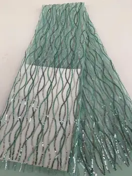 

Hot Sale green Nigerian Mesh Lace Sequence Lace Fabrics African Embroidered Sequin Fabrics for Wedding Party Dresse FD128