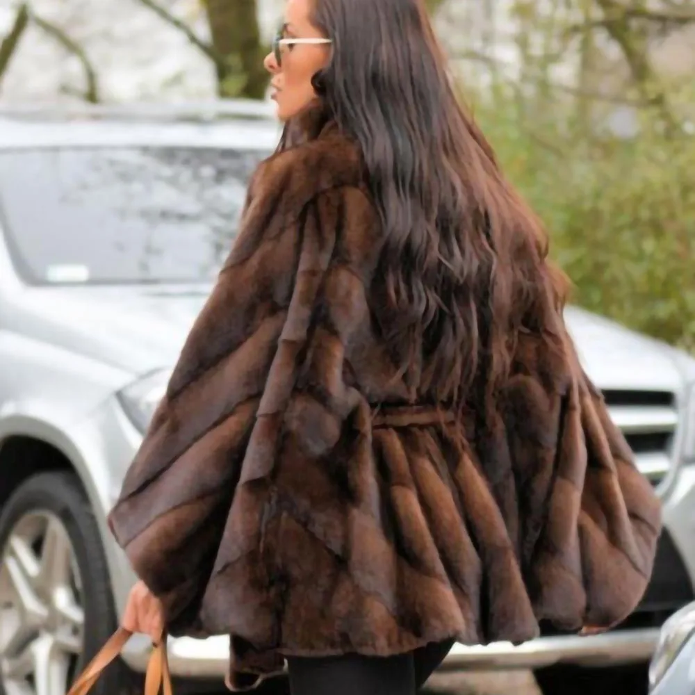 Женское пальто с натуральным мехом свободное зимнее из натурального меха норки