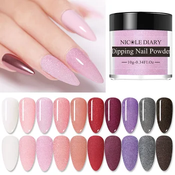 

NICOLE DIARY Dipping Nail Powder Set Shiny Nail Glitter Powder No Lamp Natural Dry Dip Nail Powder Kit DIY Nail Art Decoration