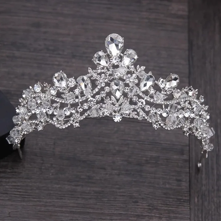 1Pcs Crown Роскошные сверкающие хрустальные наборы свадебных ювелирных изделий колье ожерелье серьги диадемы наборы африканские бусы Ювелирные наборы Свадебный комплект ювелирных изделий - Окраска металла: 1Pcs Crown