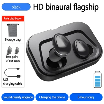 

New Bluetooth 5.0 Earphone 2200mAh Mini Wireless Earbuds Stereo In Ear Noise Reduction Waterproof White Earphone Charging Bin